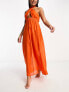 Фото #4 товара Vero Moda cross over halterneck beach maxi dress in bright orange
