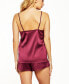 ფოტო #2 პროდუქტის Women's Constance 2-Pieces Stretch Satin Cami and Short Lingerie Set with Lace Trim