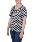 ფოტო #3 პროდუქტის Petite Short Sleeve with Ring Details Top