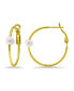 ფოტო #1 პროდუქტის White Cultured Pearl Hoop Earrings