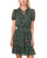 ფოტო #4 პროდუქტის Women's Floral Short-Sleeve Tie-Neck Ruffled Dress