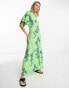 Фото #2 товара Платье повседневное ASOS – Длинное платье в зеленом цвете с цветочным принтом и декоративными швами