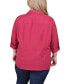 ფოტო #2 პროდუქტის Plus Size 3/4 Roll Tab Blouse with Pockets