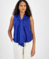 ფოტო #1 პროდუქტის Women's Tie-Neck Sleeveless Satin Blouse, Created for Macy's