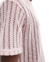 ASOS DESIGN boxy relaxed t-shirt in pink crochet