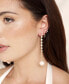 ფოტო #2 პროდუქტის Cubic Zirconia Chain Freshwater Pearl Drop 18K Gold Plated Earrings