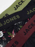 Jack & Jones 3 pack trunks in black floral & black