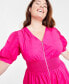 Фото #3 товара Trendy Plus Size Puff-Sleeve Smocked Dress, Created for Macy's