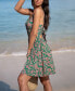 Women's Green Floral Cutout Twisted Mini Beach Dress