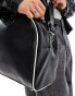 Фото #3 товара ASOS DESIGN faux leather holdall bag in black with white contrast piping