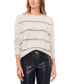 ფოტო #1 პროდუქტის Women's Crewneck Sequin Stripe Long Sleeve Sweater