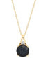 ფოტო #1 პროდუქტის Onyx & Diamond Accent 18" Pendant Necklace in 14k Gold