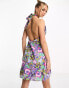 Фото #2 товара Pimkie halterneck mini dress with low back in purple floral