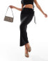 Kaiia slinky ruched drawstring maxi skirt co-ord in black