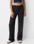 Bershka wide leg tailored trousers in charcoal