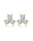 Sterling Silver with Round Cubic Zirconia Clover Stud Earrings