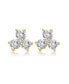 ფოტო #2 პროდუქტის Sterling Silver with Round Cubic Zirconia Clover Stud Earrings