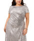 Фото #3 товара Plus Size Metallic Ruched Midi Dress