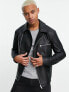 Фото #1 товара ASOS DESIGN faux leather biker jacket in black