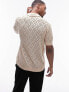 Topman crochet button through shirt in stone