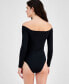 Фото #2 товара Juniors' Off-The-Shoulder Long-Sleeve Bodysuit