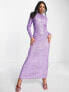 Фото #1 товара Jaded Rose Modest long sleeve maxi dress in purple sequin