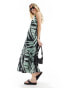 Фото #2 товара ONLY v neck satin maxi dress in multi abstract print