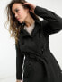 Фото #4 товара Only button detail short trench coat in black