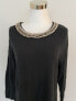 August Silk Women's Embellished Tunic Pullover Sweater Dark Gray L