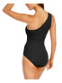 Фото #2 товара Michael Michael Kors Womens Iconic Solids One Shoulder One-Piece Black Size 4