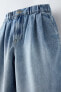 Flowing denim bermuda shorts with elasticated waist