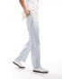 Фото #1 товара ASOS DESIGN linen high waist wide leg smart trousers in light blue herringbone