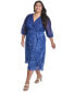 Фото #4 товара Plus Size Printed Tie-Waist Balloon-Sleeve Dress