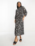 New Look high neck 3/4 sleeve midi dress in zebra print