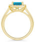ფოტო #2 პროდუქტის Blue Topaz (2-3/4 ct. t.w.) and Diamond (1/4 ct. t.w.) Halo Ring in 14K Yellow Gold