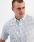 Фото #3 товара Men's Martini Glass Regular-Fit Printed Button-Down Poplin Shirt, Created for Macy's