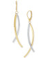 ფოტო #1 პროდუქტის Curved Stick Crossover Drop Earrings in 10k Two-Tone Gold, Created for Macy's
