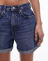 Topshop denim roll hem short in rich blue