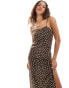 Monki strappy maxi dress in brown ditsy floral print Braun mit kleinem Blumenmuster, 36 - фото #3