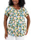 ფოტო #1 პროდუქტის Plus Size Oaklyn Floral-Print Short-Sleeve Top, Created for Macy's