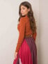 Фото #3 товара Женская блузка с длинным рукавом приталенного кроя - коричневая Factory Price
