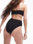 Фото #3 товара Topshop mix and match crinkle high waist high leg bikini bottoms in black