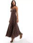 Forever New Petite strappy midaxi dress in brown polka dot