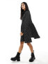 Фото #5 товара Y.A.S high neck frill mini smock dress in black polka dot