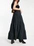 Фото #2 товара Miss Selfridge poplin tiered maxi skirt in black