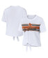 Women's White Texas Longhorns Striped Front Knot Cropped T-shirt