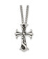 ფოტო #1 პროდუქტის Antiqued Polished Scroll Cross Pendant on a Curb Chain Necklace