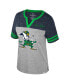 Women's Heather Gray Notre Dame Fighting Irish Kate Colorblock Notch Neck T-shirt