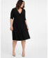 Фото #1 товара Plus Size Essential Wrap Dress with 3/4 Sleeves