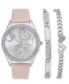 ფოტო #1 პროდუქტის Women's Pink Strap Watch 39mm Gift Set, Created for Macy's